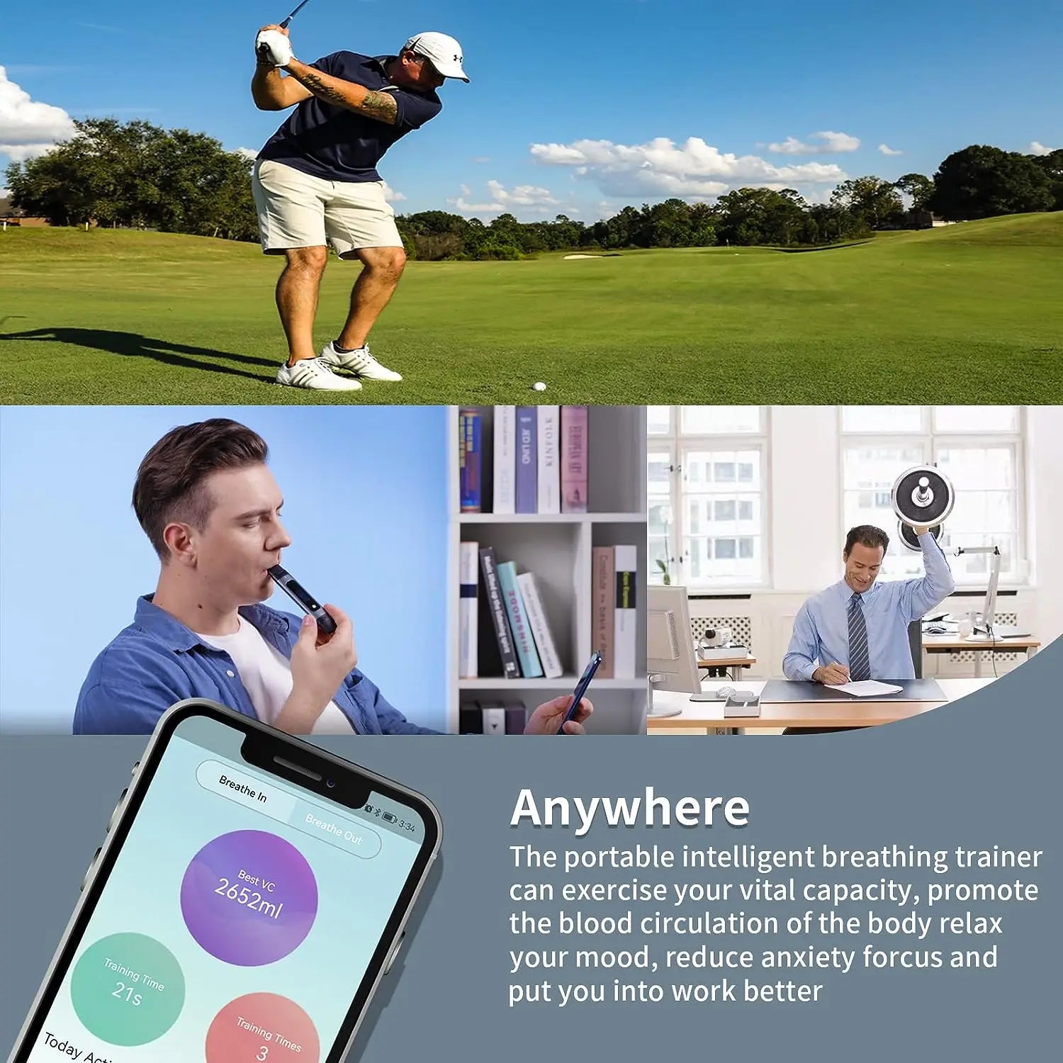 Used for Exercising Respiratory Health and Lung Muscles,Intelligent Breathing Trainer, Spirometer Fitness Strength Trainer