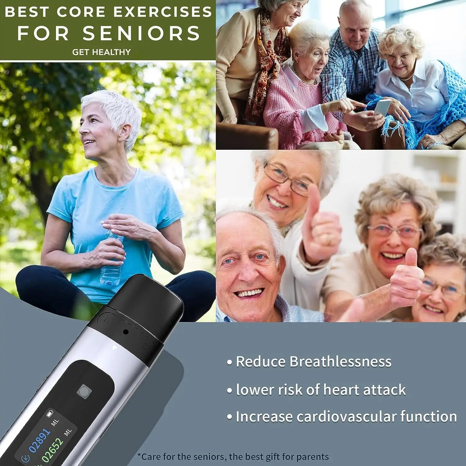 Used for Exercising Respiratory Health and Lung Muscles,Intelligent Breathing Trainer, Spirometer Fitness Strength Trainer